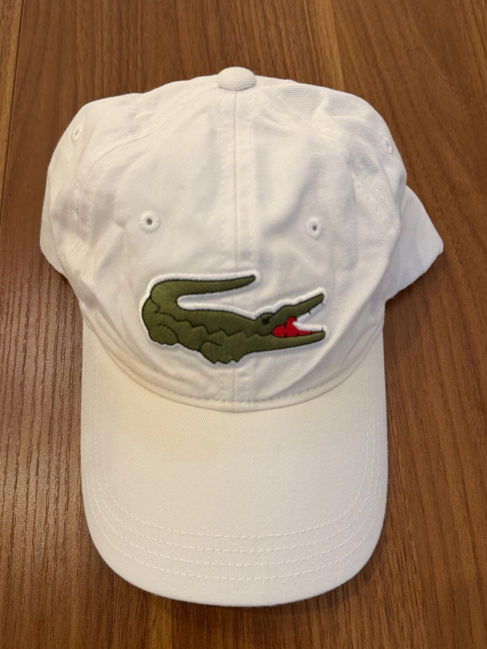 Lacoste Kids White Baseball Cap with Green & Red Crocodile Patch